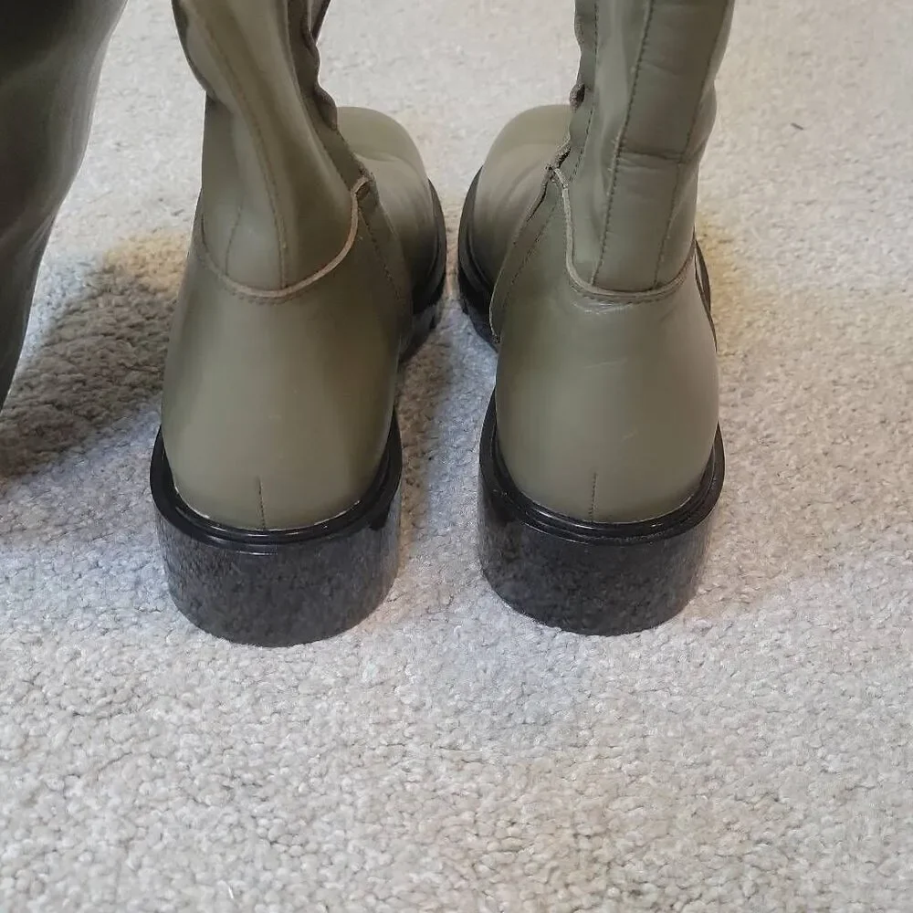 Marc Fisher LTD Phidias Lugsole Boots Olive Leather Size 8